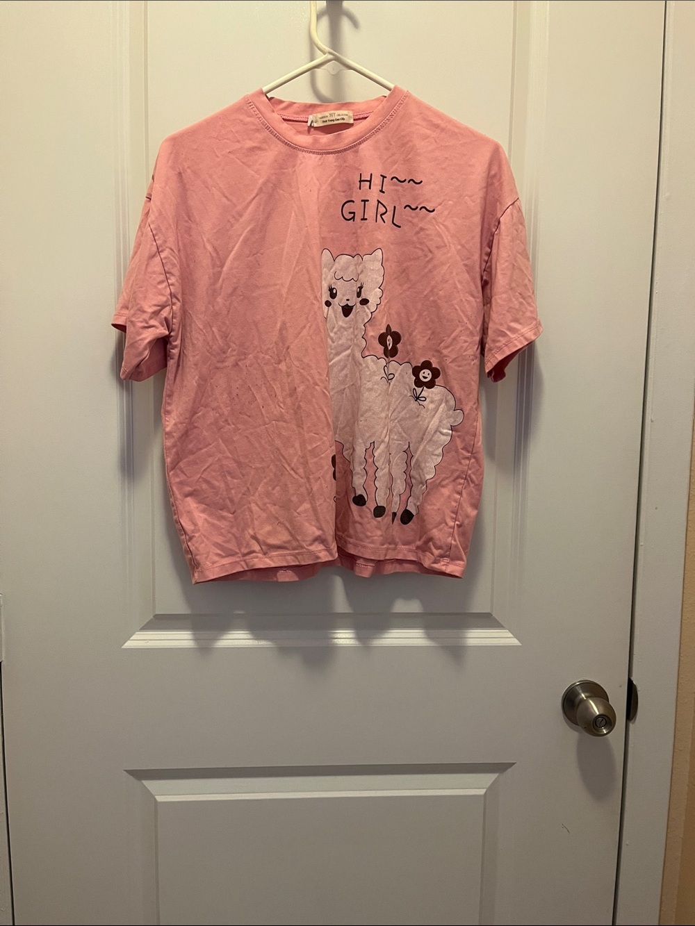 Women’s Pink Short-Sleeve Graphic Tee - Alpaca Motif
